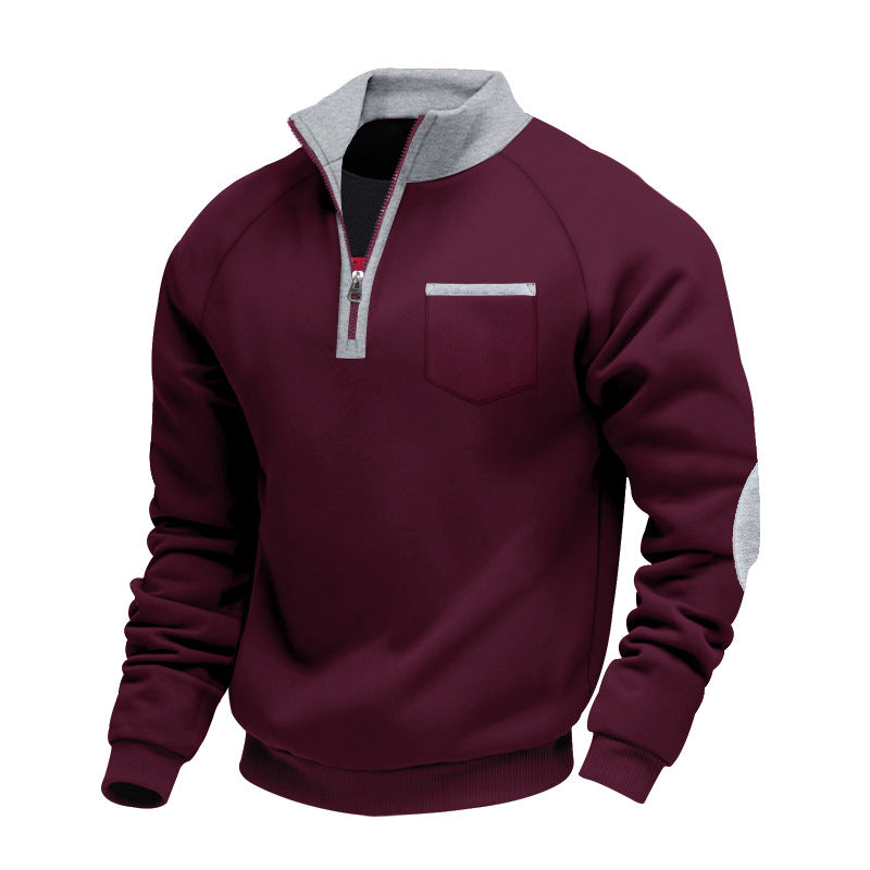 Fleece-Lined Half-Zip Funnel Neck Sweatshirt