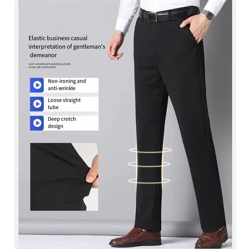 Men's Elastic Waist Summer Suit Pants