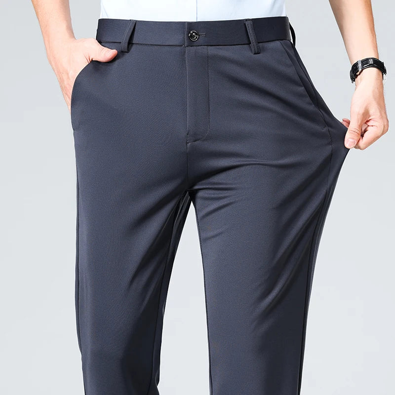 Men's Elastic Waist Summer Suit Pants