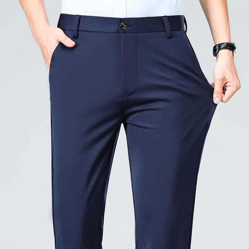Men's Elastic Waist Summer Suit Pants