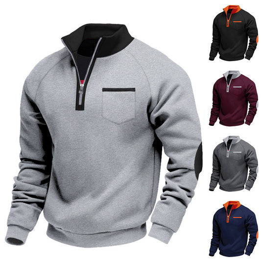 Fleece-Lined Half-Zip Funnel Neck Sweatshirt